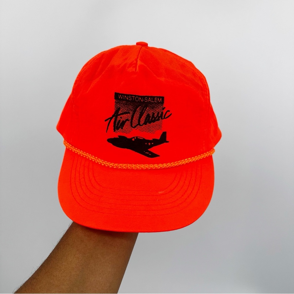 Vintage Y2K Neon Orange Winston Salem Air Classic Dad Hat OS Early 2000s